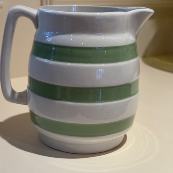 Vintage Carrigaline Pitcher/Jug White and Kiwi Green Stripes - Picture 2 of 2